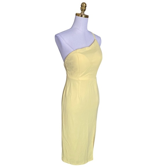 Hello Molly Butter Yellow One Shoulder Bodycon Sheath Cocktail Dress Size 8 - Picture 4 of 9